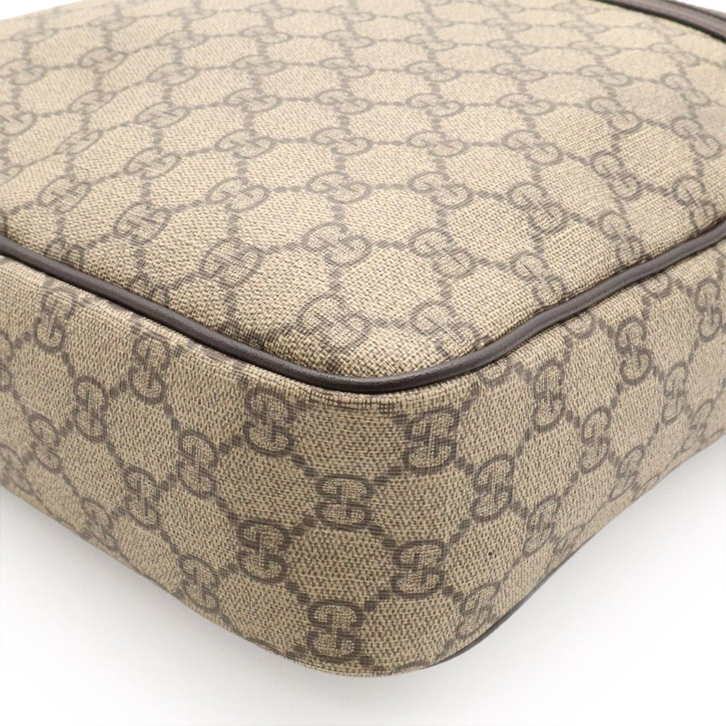 Gucci GG Supreme Plus Shoulder Bag Crossbody Leather Khaki Beige Dark Brown Gold — view 3