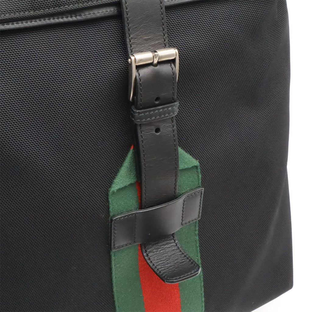Gucci Band Techno Canvas Web Line Sherry Backpack Leather Black Green — view 8