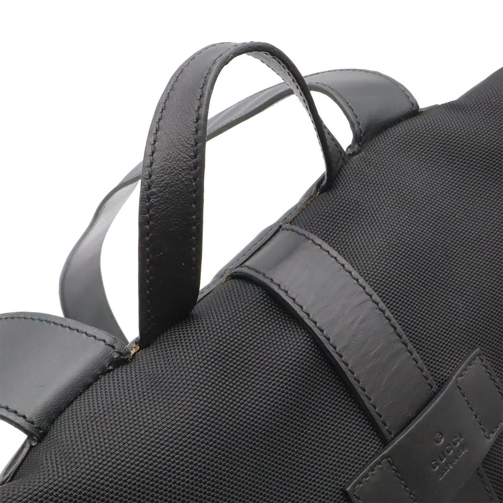 Gucci Band Techno Canvas Web Line Sherry Backpack Leather Black Green — view 7