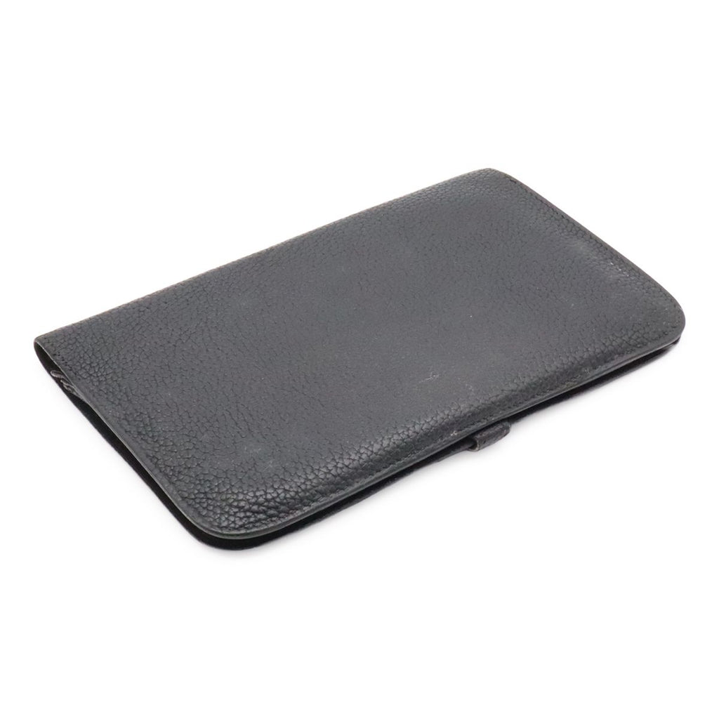 Hermes Dogon Duo GM Wallet fold Togo Leather Black Gold Coin Case — view 2