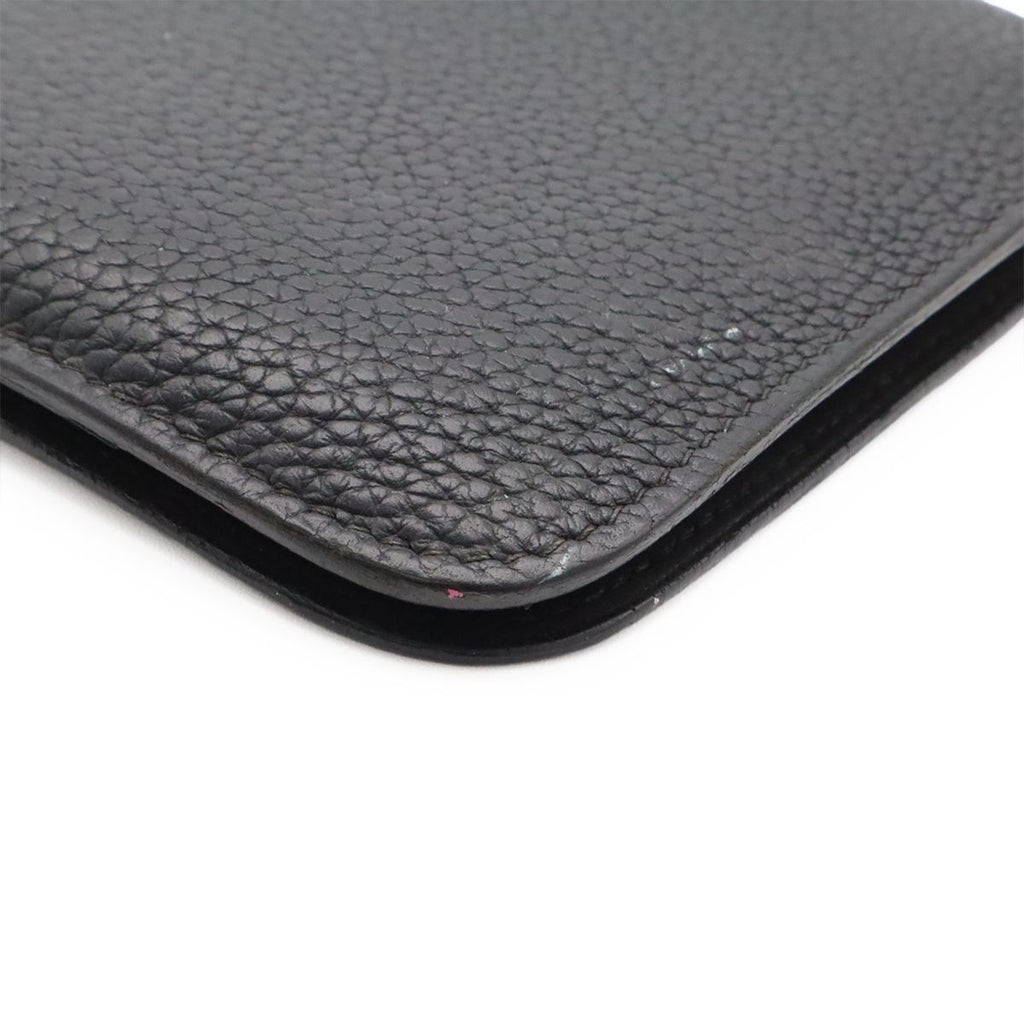 Hermes Dogon Duo GM Wallet fold Togo Leather Black Gold Coin Case — view 3