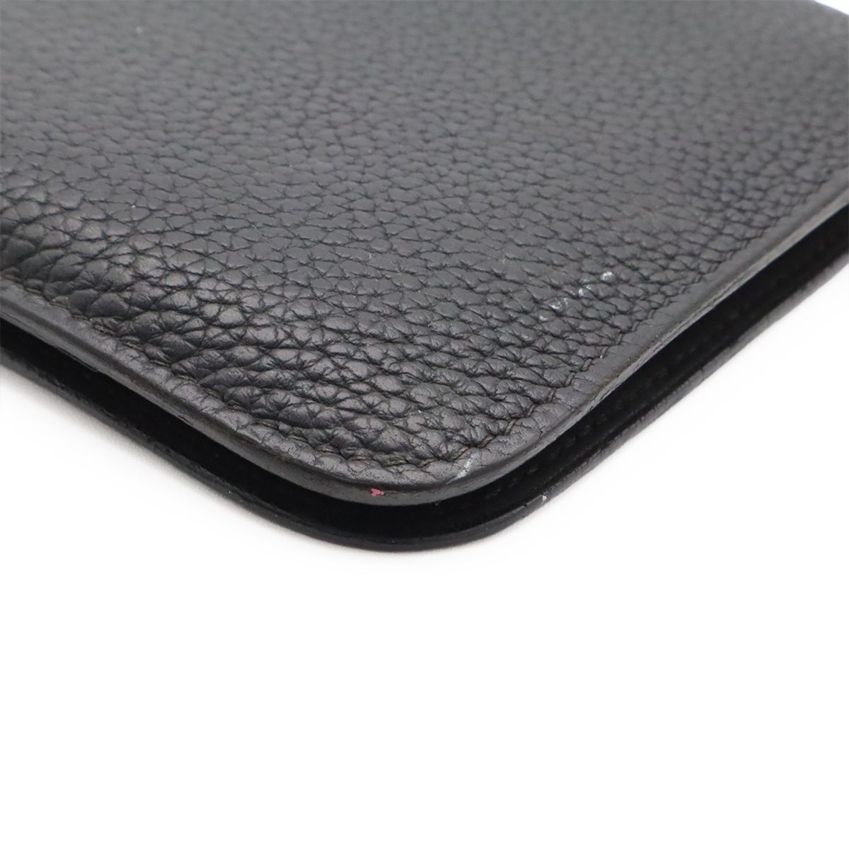 Hermes Dogon Duo GM Wallet fold Togo Leather Black Gold Coin Case — view 3