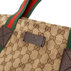 Gucci GG Canvas Sherry Line Tote Shoulder Leather Khaki Beige Green — view 9