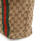 Gucci GG Canvas Sherry Line Tote Shoulder Leather Khaki Beige Green — view 8