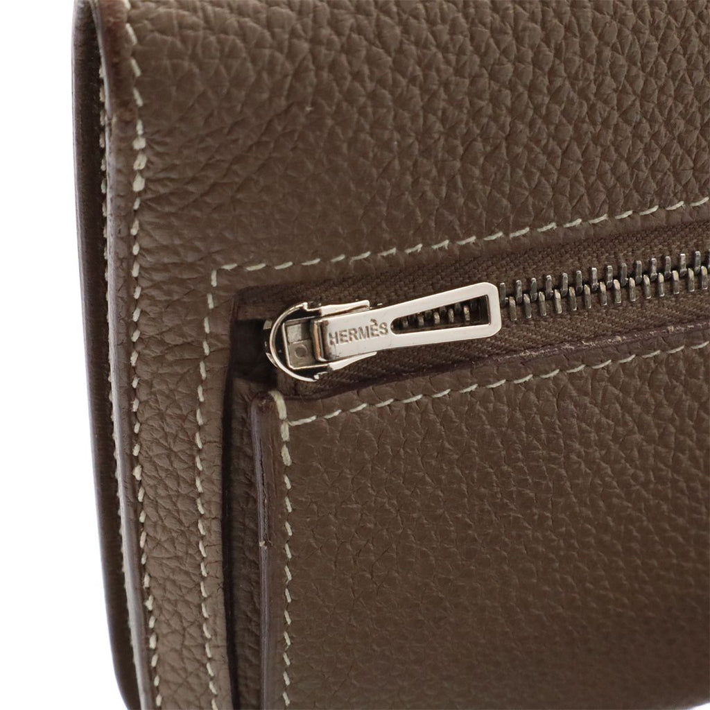 Hermes Dogon Recto Verso Long 2 Fold Wallet Bifold Togo Leather Etoupe Gray — view 5