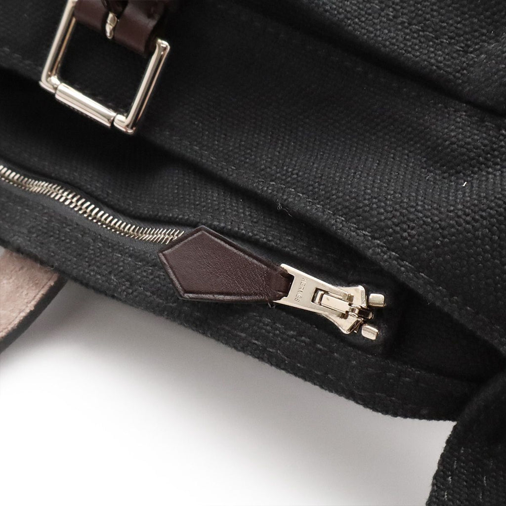 Hermes Marwari PM Shoulder Bag Canvas Leather Black Dark Brown — view 7