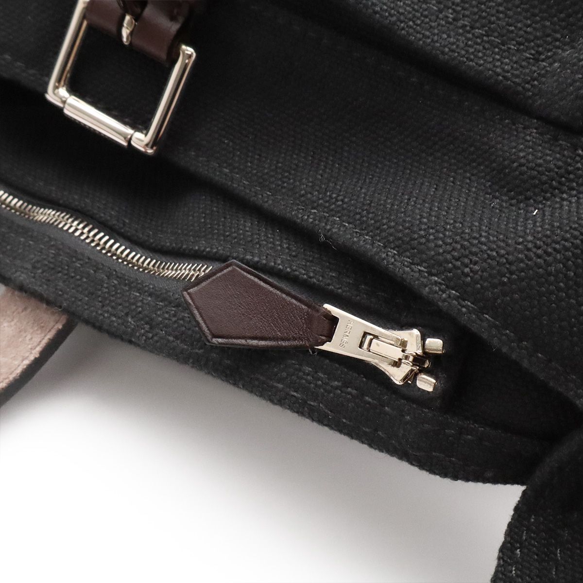 Hermes Marwari PM Shoulder Bag Canvas Leather Black Dark Brown — view 7