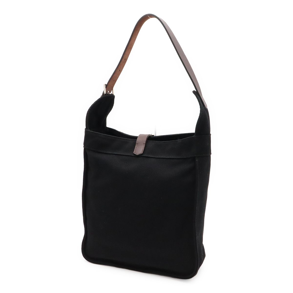 Hermes Marwari PM Shoulder Bag Canvas Leather Black Dark Brown — view 2
