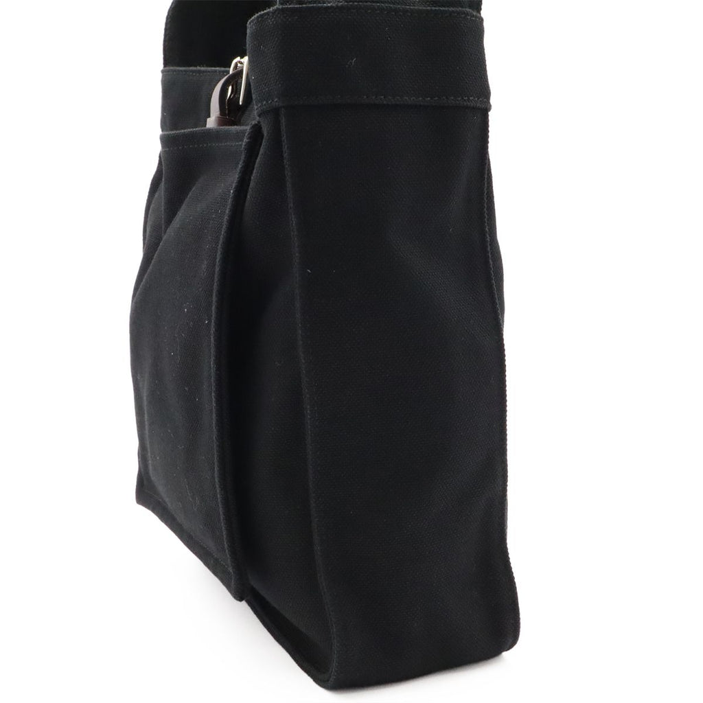 Hermes Marwari PM Shoulder Bag Canvas Leather Black Dark Brown — view 5