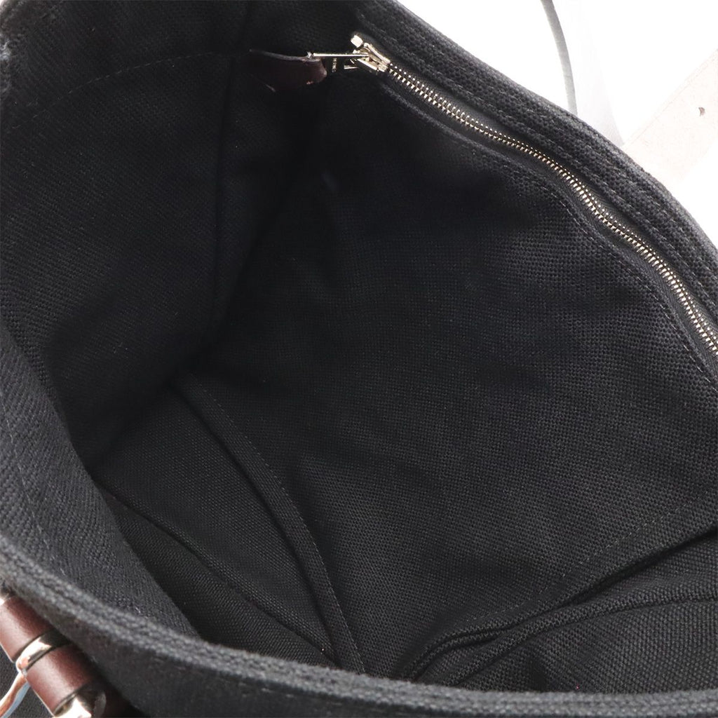 Hermes Marwari PM Shoulder Bag Canvas Leather Black Dark Brown — view 8