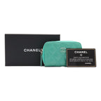 Chanel Quilted CC Logo Zip Coin Purse Zip Around Lambskin Leather Emerald Green — view 9