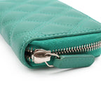 Chanel Quilted CC Logo Zip Coin Purse Zip Around Lambskin Leather Emerald Green — view 4