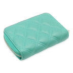 Chanel Quilted CC Logo Zip Coin Purse Zip Around Lambskin Leather Emerald Green — view 2
