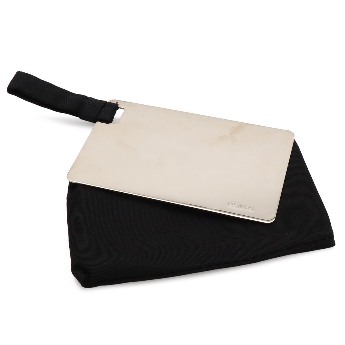 Prada Triangle Logo Shoulder Bag Nylon Leather Nero Black with Mirror Overseas — view 9