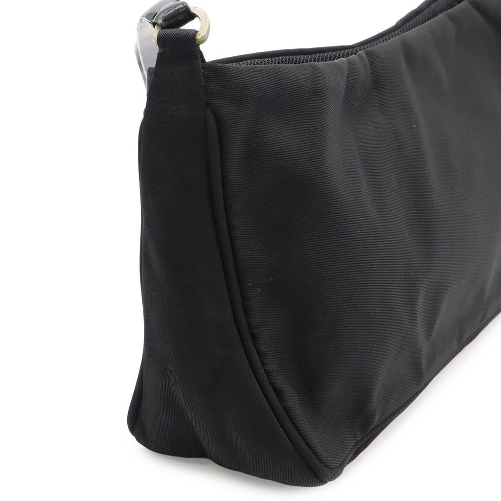 Prada Triangle Logo Shoulder Bag Nylon Leather Nero Black with Mirror Overseas — view 6
