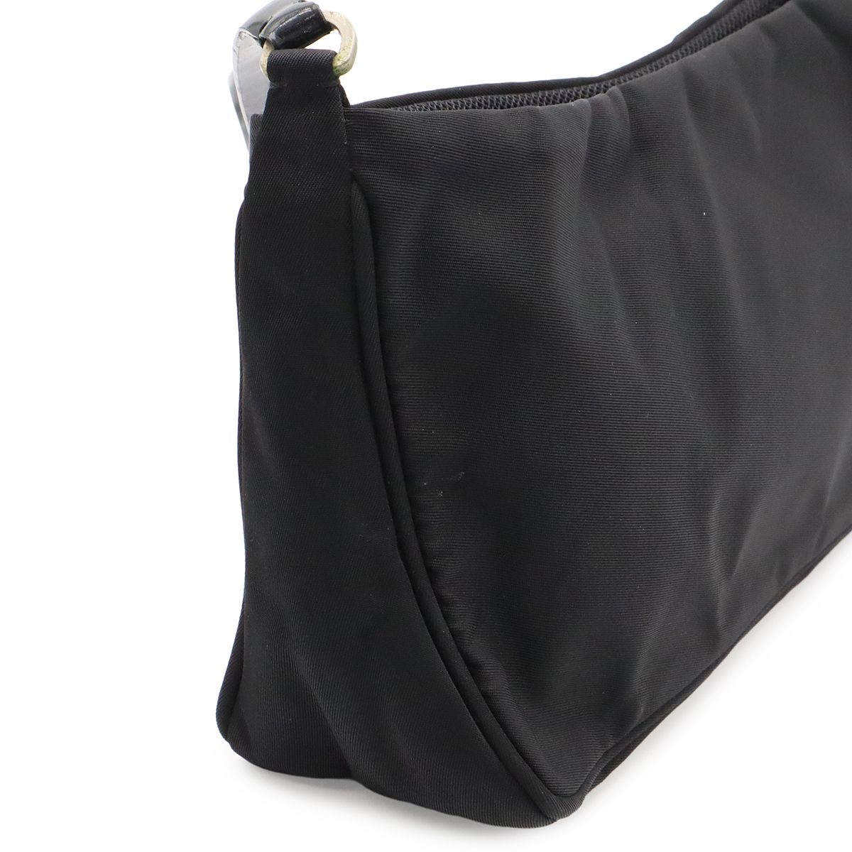 Prada Triangle Logo Shoulder Bag Nylon Leather Nero Black with Mirror Overseas — view 6