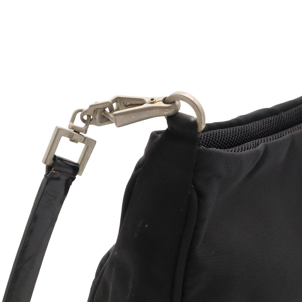 Prada Triangle Logo Shoulder Bag Nylon Leather Nero Black with Mirror Overseas — view 5