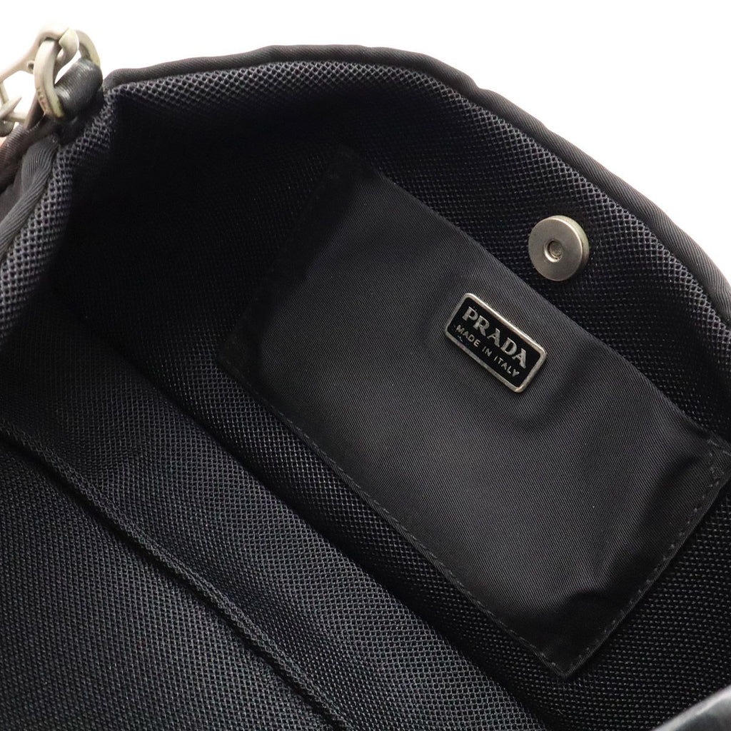 Prada Triangle Logo Shoulder Bag Nylon Leather Nero Black with Mirror Overseas — view 7