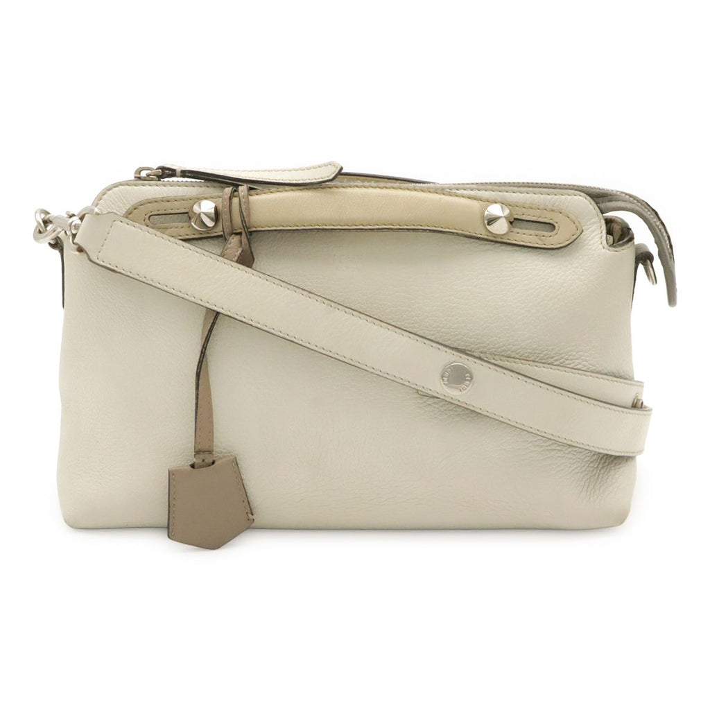Fendi by the Way 2-Way Shoulder Bag Leather White Silver