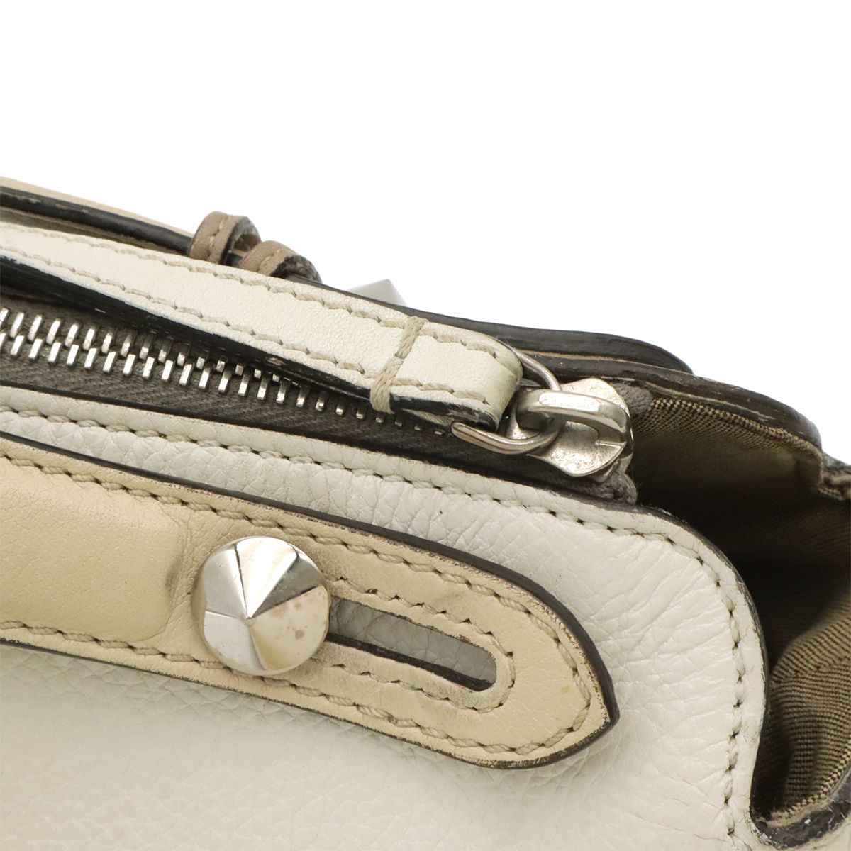 Fendi by the Way 2-Way Shoulder Bag Leather White Silver — view 6
