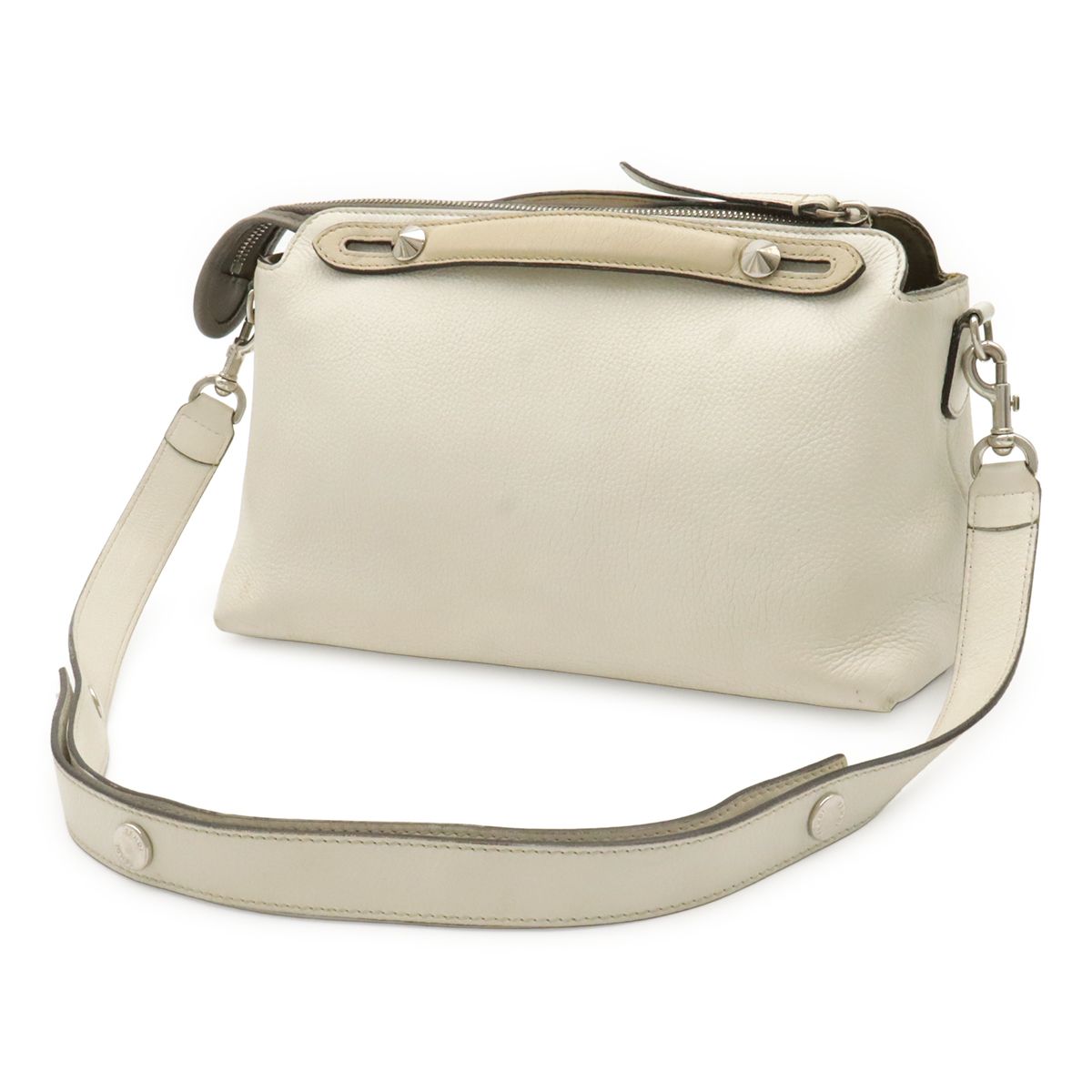 Fendi by the Way 2-Way Shoulder Bag Leather White Silver — view 2