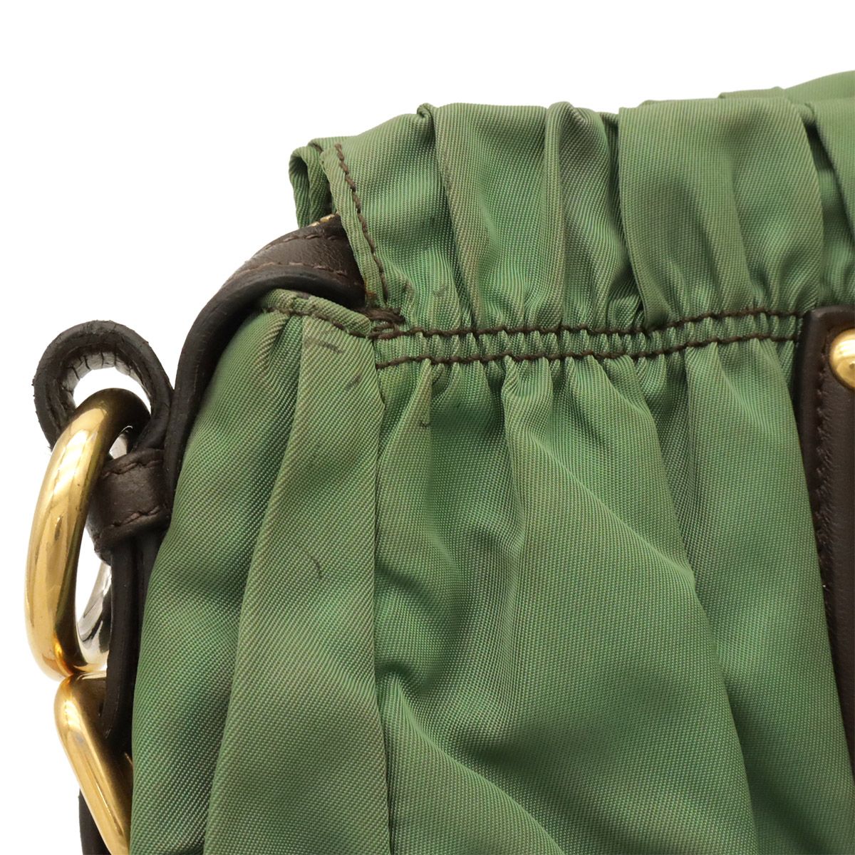 Prada Tessuto Gathered Tote 2-Way Shoulder Bag Nylon Khaki Brown — view 4