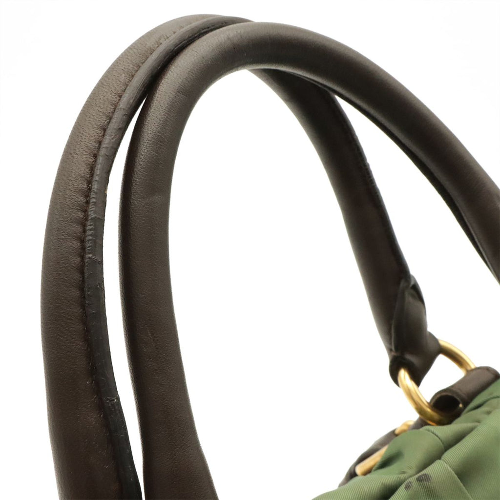 Prada Tessuto Gathered Tote 2-Way Shoulder Bag Nylon Khaki Brown — view 5