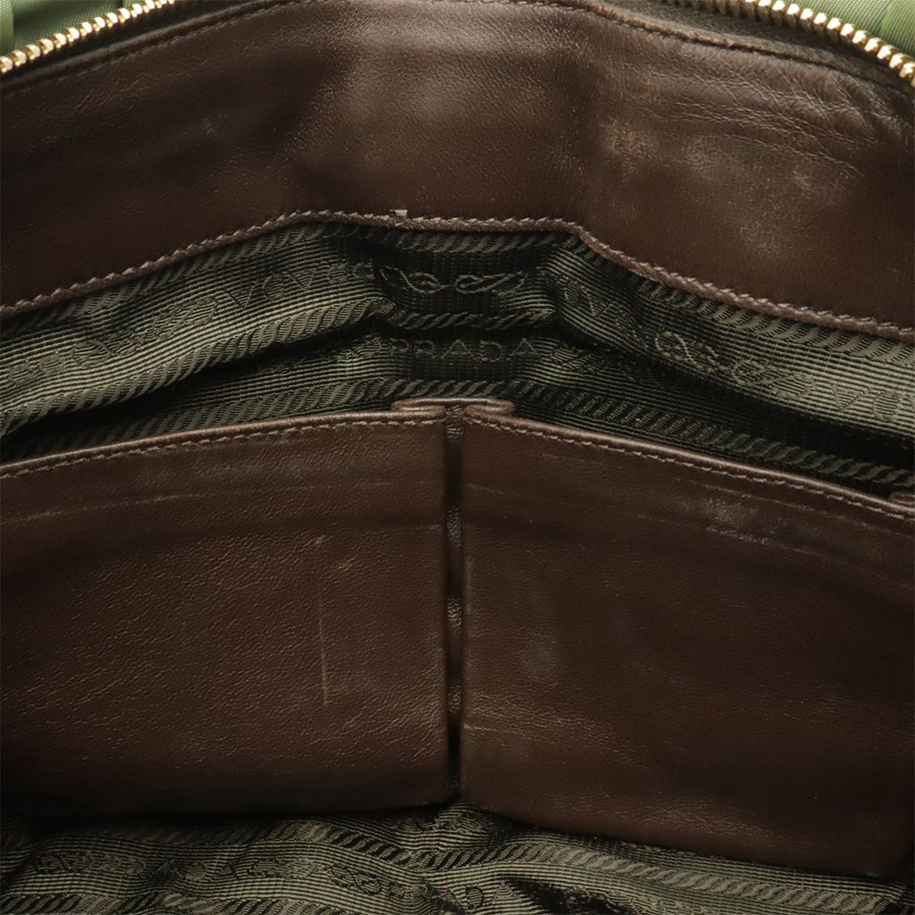 Prada Tessuto Gathered Tote 2-Way Shoulder Bag Nylon Khaki Brown — view 9