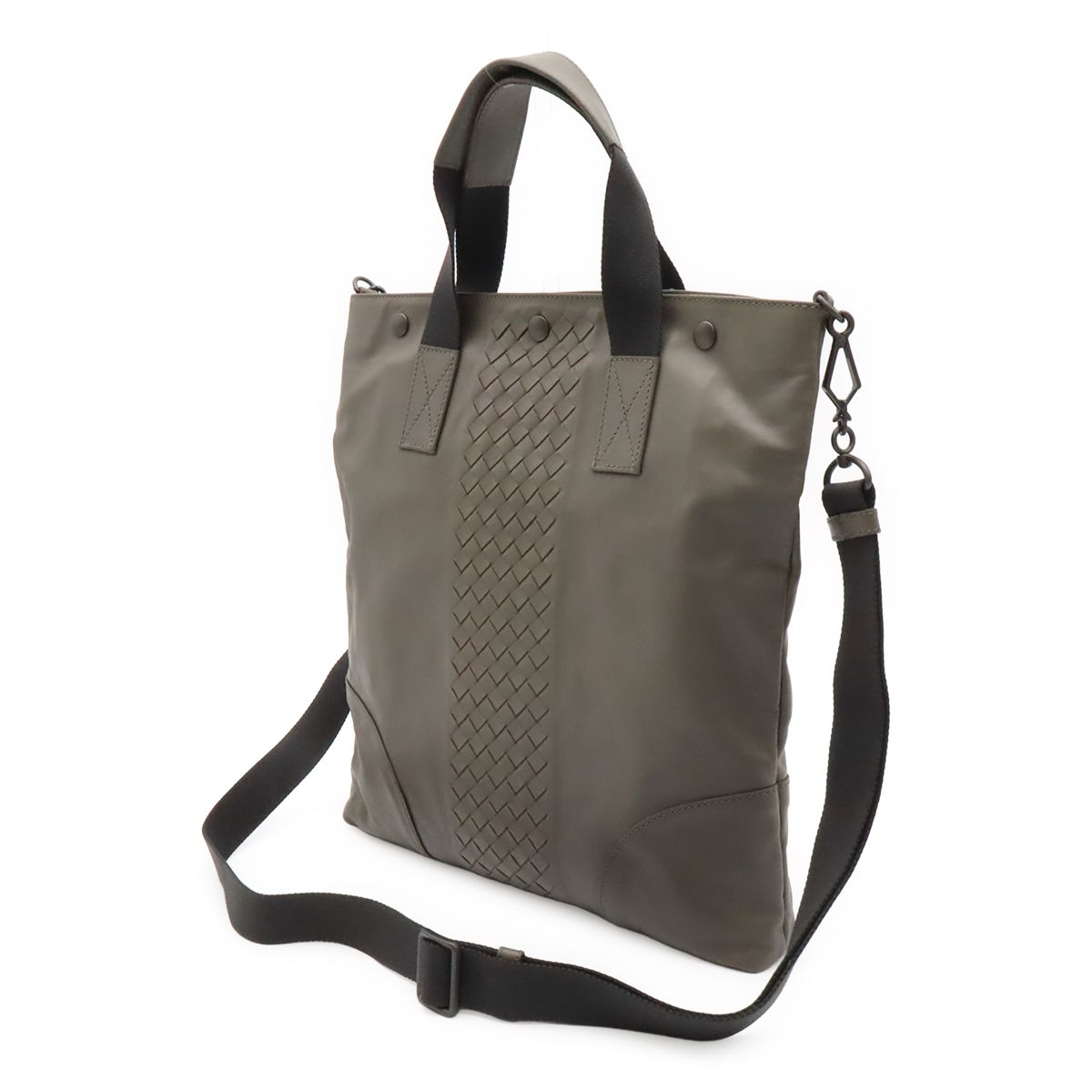 Bottega Veneta Intrecciato Tote 2-Way Shoulder Bag Long Leather Gray — view 2