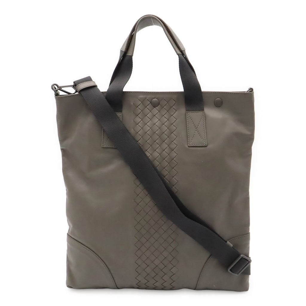 Bottega Veneta Intrecciato Tote 2-Way Shoulder Bag Long Leather Gray
