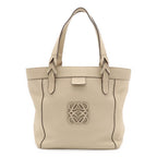 Loewe Anagram Amazona Justa Tote Leather Light Beige Silver