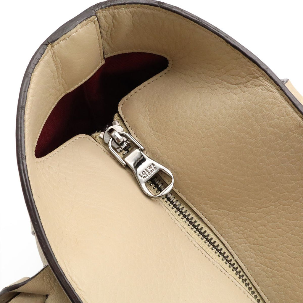 Loewe Anagram Amazona Justa Tote Leather Light Beige Silver — view 5
