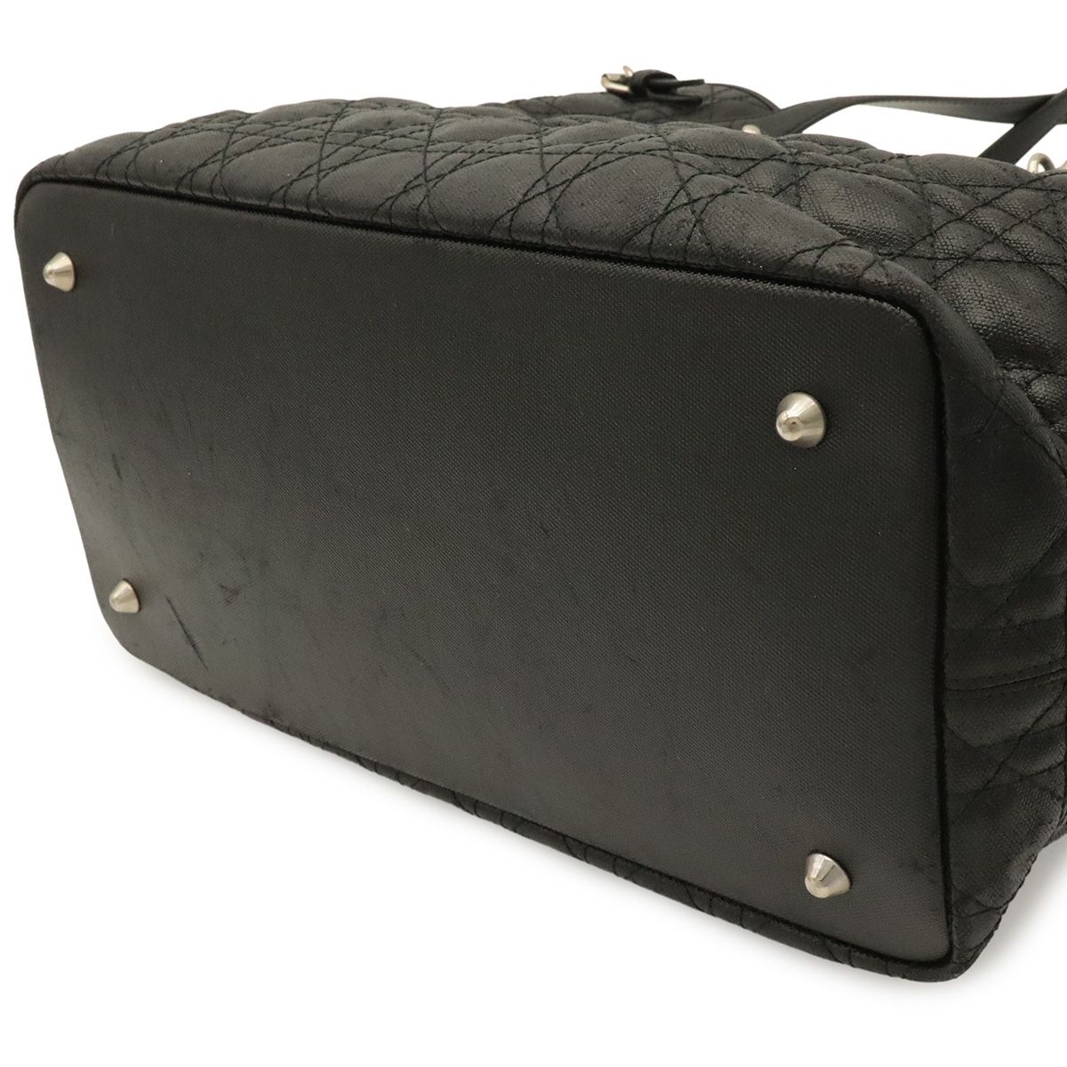 Dior Cannage Panarea Tote Shoulder Bag Black Silver — view 3