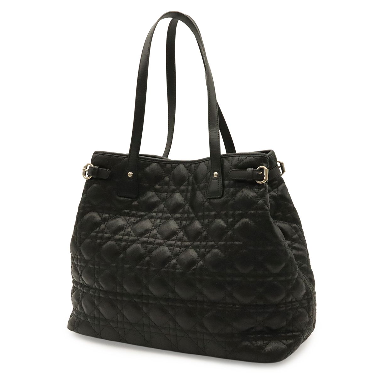 Dior Cannage Panarea Tote Shoulder Bag Black Silver — view 2