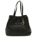 Dior Cannage Panarea Tote Shoulder Bag Black Silver