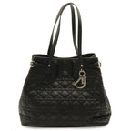 Dior Cannage Panarea Tote Shoulder Bag Black Silver