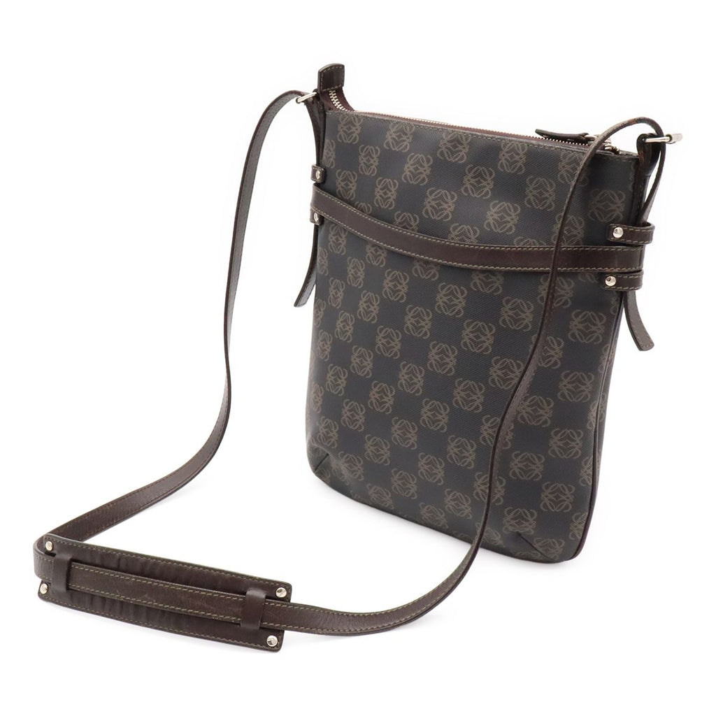 Loewe Repeat Anagram Shoulder Bag Crossbody Leather Black Dark Brown Silver — view 2