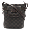 Loewe Repeat Anagram Shoulder Bag Crossbody Leather Black Dark Brown Silver