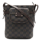 Loewe Repeat Anagram Shoulder Bag Crossbody Leather Black Dark Brown Silver