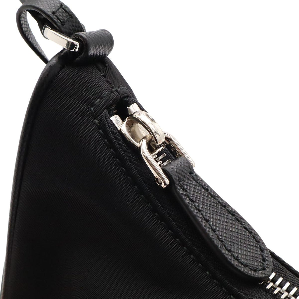 Prada Triangle Logo Re Edition Mini Bag Pouch Nylon Nero Black Silver — view 5