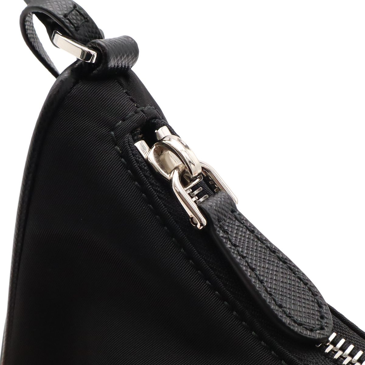Prada Triangle Logo Re Edition Mini Bag Pouch Nylon Nero Black Silver — view 5