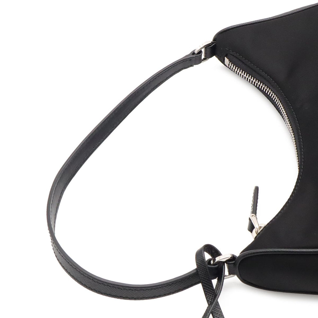 Prada Triangle Logo Re Edition Mini Bag Pouch Nylon Nero Black Silver — view 4
