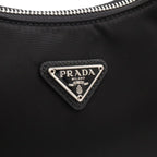 Prada Triangle Logo Re Edition Mini Bag Pouch Nylon Nero Black Silver — view 6