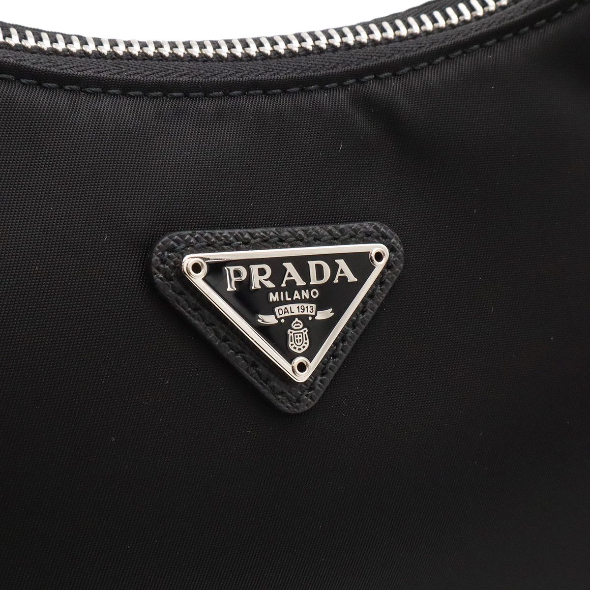 Prada Triangle Logo Re Edition Mini Bag Pouch Nylon Nero Black Silver — view 6