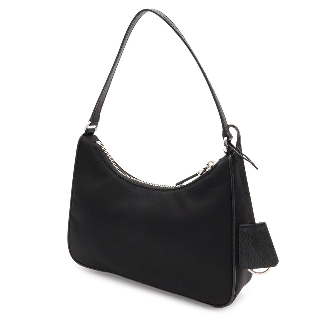 Prada Triangle Logo Re Edition Mini Bag Pouch Nylon Nero Black Silver — view 2