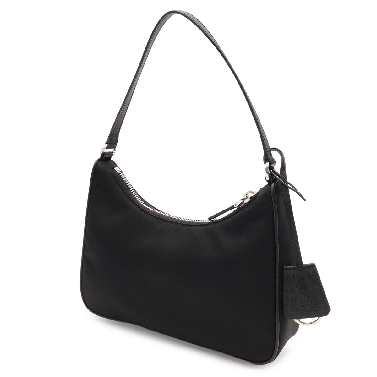 Prada Triangle Logo Re Edition Mini Bag Pouch Nylon Nero Black Silver — view 2