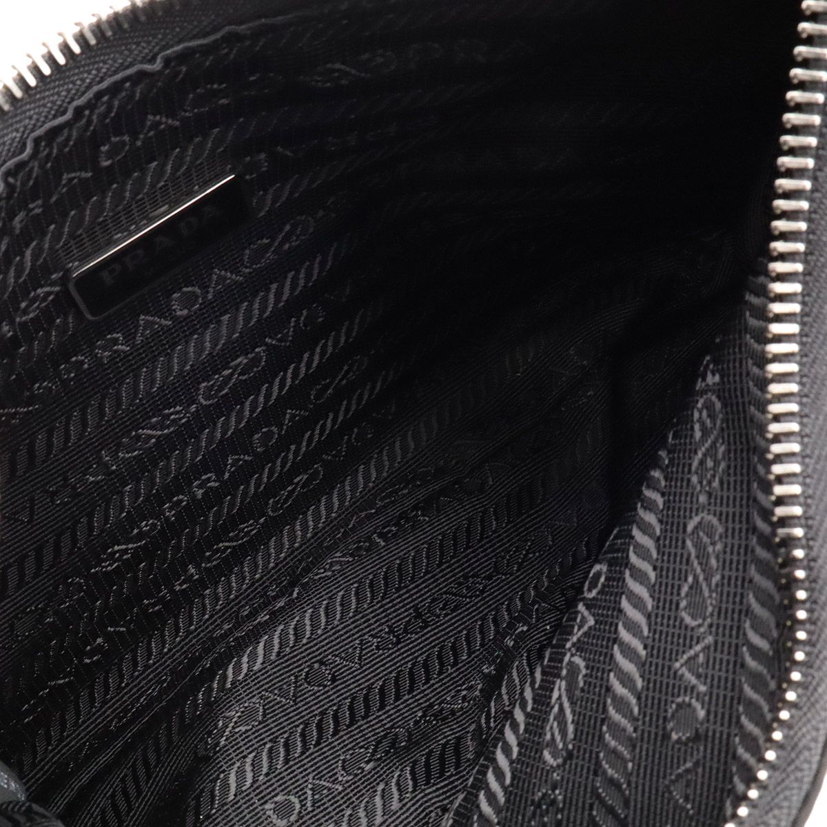 Prada Triangle Logo Re Edition Mini Bag Pouch Nylon Nero Black Silver — view 8