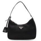 Prada Triangle Logo Re Edition Mini Bag Pouch Nylon Nero Black Silver