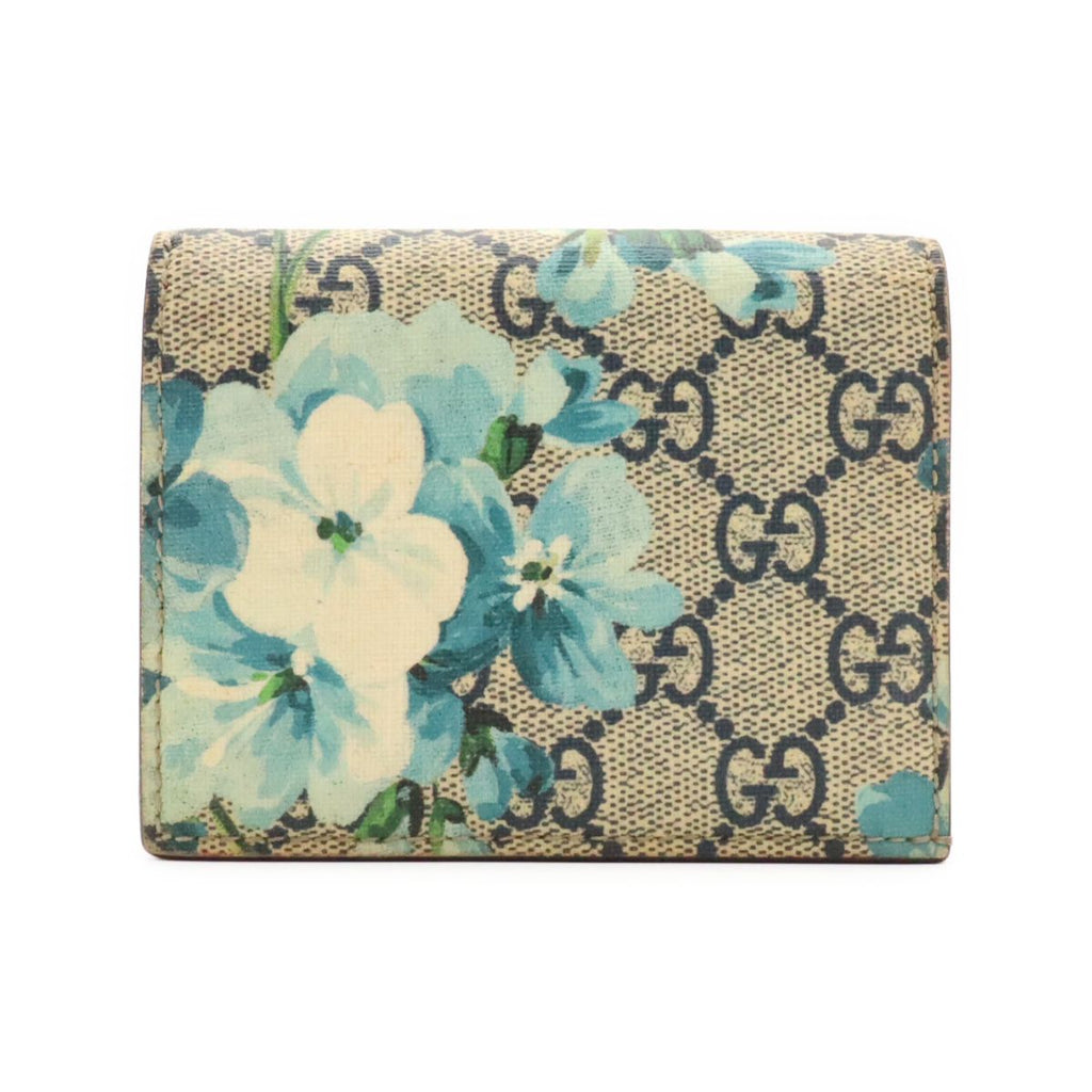 Gucci GG Blue Musu Supreme Flower Floral Pattern Card Case Business Holder