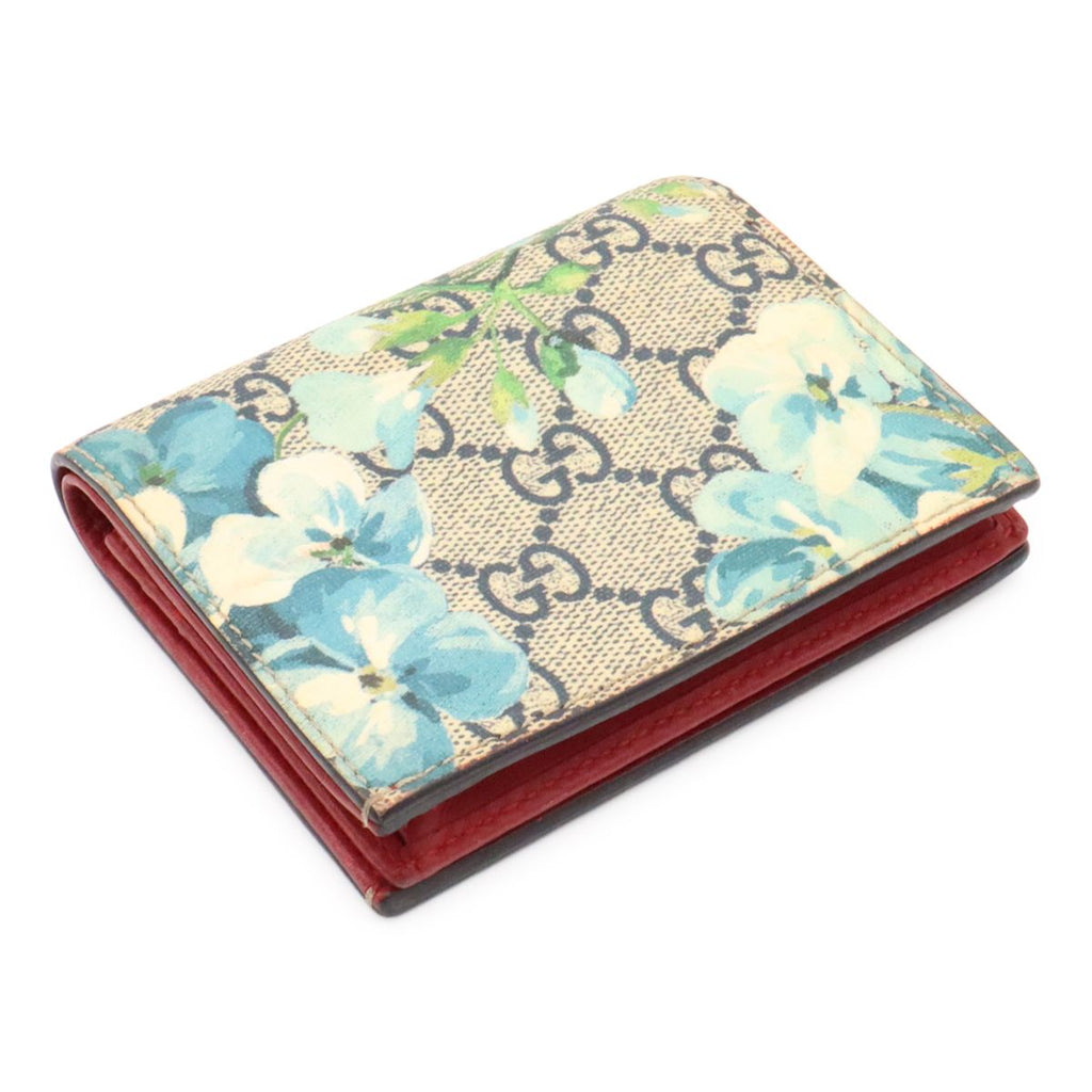 Gucci GG Blue Musu Supreme Flower Floral Pattern Card Case Business Holder — view 2